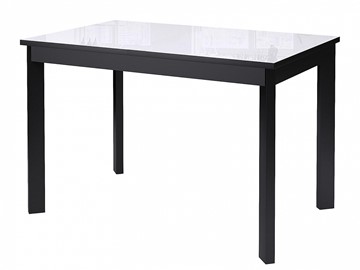 Кухонный стол раздвижной Dikline Ls110, стекло белое/ножки черные в Ирбите