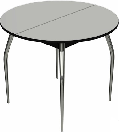 Стол раздвижной Ривьера исп. круг хром №5 (стекло белое/черный) в Ирбите - изображение