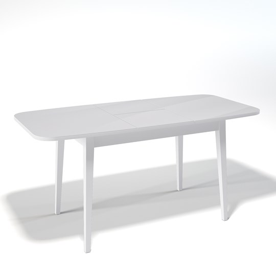 Обеденный раздвижной стол Kenner 1200M (Крем/Стекло белое глянец) в Кушве - изображение 1