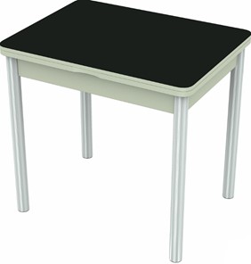 Обеденный раздвижной стол Бари хром №6 (стекло черное/белый) в Ревде