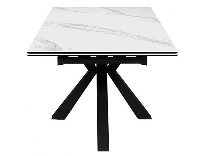 Стол обеденный раздвижной DikLine SFE140 Керамика Белый мрамор/подстолье черное/опоры черные (2 уп.) в Екатеринбурге - изображение 2