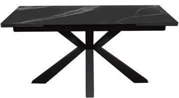Стол раздвижной DikLine SFE140 Керамика Черный мрамор/подстолье черное/опоры черные (2 уп.) в Первоуральске - предосмотр 1