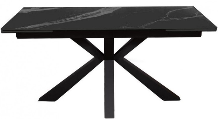 Стол раздвижной DikLine SFE140 Керамика Черный мрамор/подстолье черное/опоры черные (2 уп.) в Первоуральске - изображение 1
