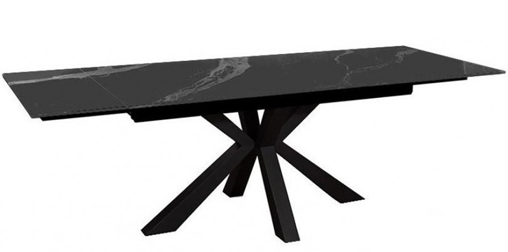 Стол раздвижной DikLine SFE140 Керамика Черный мрамор/подстолье черное/опоры черные (2 уп.) в Первоуральске - изображение 3