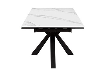 Стол обеденный раздвижной DikLine SFE160 Керамика Белый мрамор/подстолье черное/опоры черные (2 уп.) в Ревде - предосмотр 3