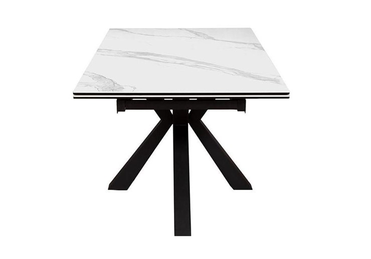 Стол обеденный раздвижной DikLine SFE160 Керамика Белый мрамор/подстолье черное/опоры черные (2 уп.) в Ревде - изображение 3