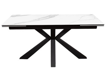 Стол раскладной раздвижной DikLine SFE160 Керамика Белый мрамор/подстолье черное/опоры черные (2 уп.) в Асбесте