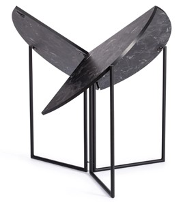 Стол складывающийся YOOP (mod. 1202) ЛДСП+меламин/металл, 100х100х72, чёрный мрамор/чёрный, арт.19491 в Екатеринбурге - предосмотр 1