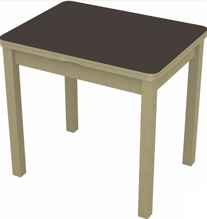 Стол раздвижной Бари дерево №8 (стекло коричневое/дуб выбеленный) в Кушве - изображение