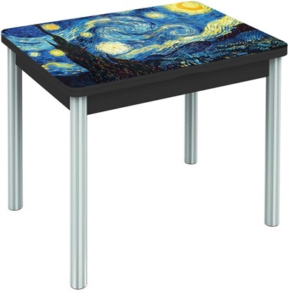 Раздвижной стол Бари хром №6 (Exclusive h100/черный) в Ревде - изображение
