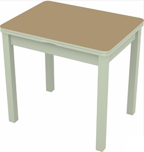 Кухонный стол раскладной Бари дерево №8 (стекло капучино/белый) в Ревде