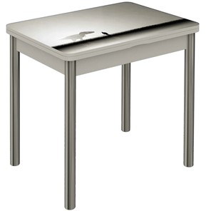 Кухонный раздвижной стол Бари хром №6 (Exclusive h182/белый) в Ревде