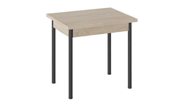 Обеденный раздвижной стол Родос тип 2 с опорой d40 (Черный муар/Дуб Сонома) в Тавде - изображение