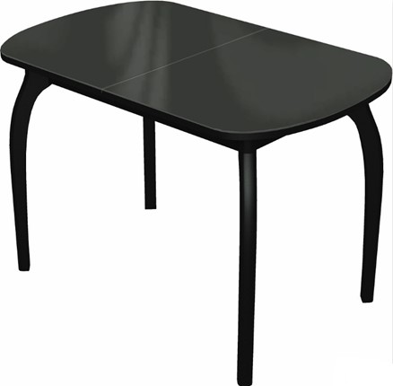 Кухонный раздвижной стол Ривьера исп.1 дерево №1 (стекло черное/черный) в Ирбите - изображение