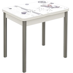 Кухонный раскладной стол Бари хром №6 (Exclusive h174/белый) в Кушве