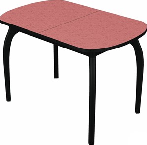 Кухонный раздвижной стол Ривьера мини дерево №1, пластик (цветы красные/черный) в Кушве