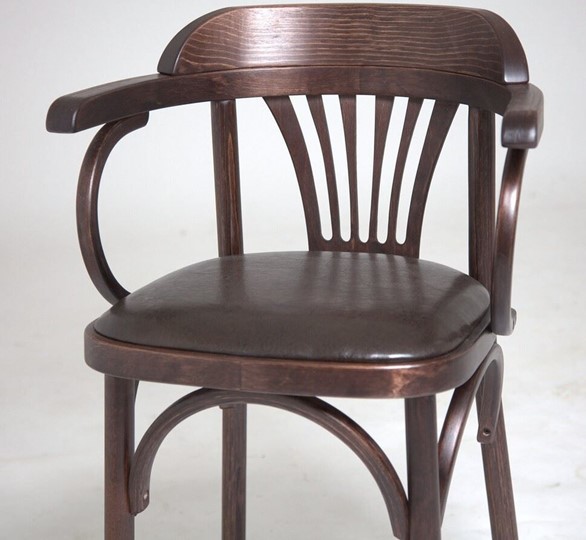 Барный стул 750 мягкий (темный тон, экокожа коричневая) в Екатеринбурге - изображение 1