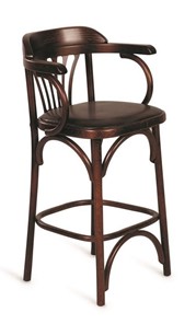 Барный стул 750 мягкий (темный тон, экокожа коричневая) в Краснотурьинске