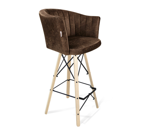 Барный стул SHT-ST42-1 / SHT-S80 (кофейный трюфель/прозрачный лак/черный муар) в Новоуральске - изображение