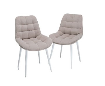 Комплект из 2-х  мягких стульев для кухни Комфорт бежевый белые ножки в Екатеринбурге - предосмотр