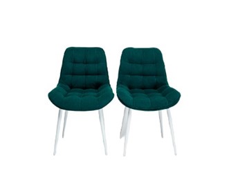 Комплект из 2-х  мягких стульев для кухни Комфорт изумрудный белые ножки в Екатеринбурге - предосмотр