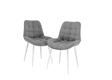 Комплект из 2-х обеденных стульев Комфорт серый белые ножки в Екатеринбурге