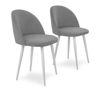 Комплект из 2-х обеденных стульев Лайт серый белые ножки в Екатеринбурге