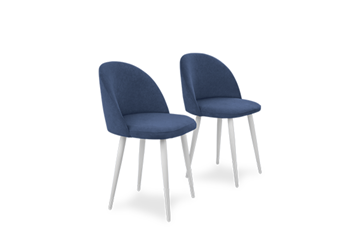Комплект из 2-х обеденных стульев Лайт синий белые ножки в Екатеринбурге