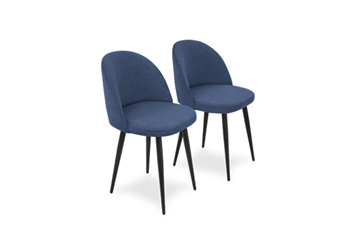 Комплект из 2-х обеденных стульев Лайт синий черные ножки в Екатеринбурге