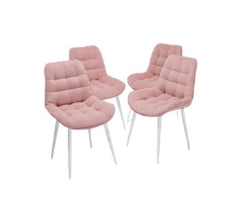 Комплект из 4-х обеденных стульев Brendoss Комфорт розовый белые ножки в Екатеринбурге