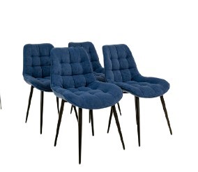 Комплект из 4-х  мягких стульев для кухни Brendoss Комфорт синий черные ножки в Екатеринбурге
