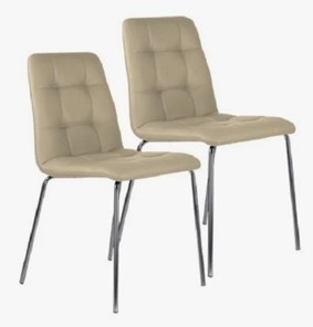 Комплект обеденных стульев 2 шт. BRABIX "Twins CF-011", хром каркас, экокожа, бежевый, 532766 в Красноуфимске