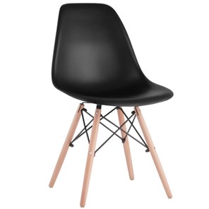 Комплект обеденных стульев 4 шт. BRABIX "Eames CF-010", пластик черный, опоры дерево/металл, 532631, 2033A в Асбесте