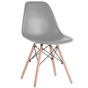 Комплект обеденных стульев 4 шт. BRABIX "Eames CF-010", пластик серый, опоры дерево/металл, 532632, 2033A в Ирбите