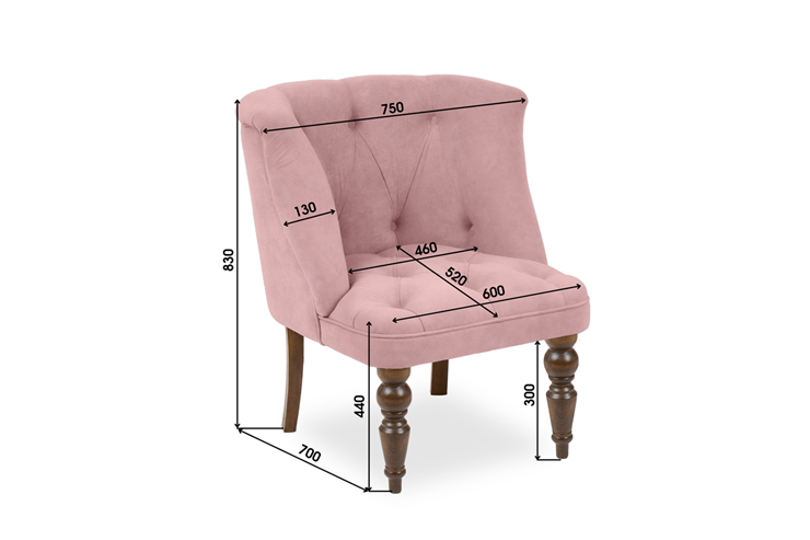 Кресло Бриджит розовый ножки коричневые в Екатеринбурге - изображение 8