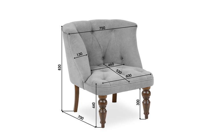 Мягкое кресло Бриджит серый ножки коричневые в Кушве - изображение 8