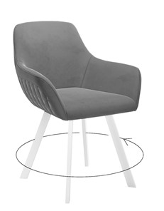Обеденный стул 248 Поворотный, Микровелюр Z28 Темно-серый / опоры белые в Ревде