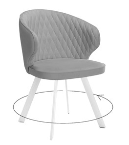 Обеденный стул 249 Поворотный, Микровелюр B22 Grey / опоры белые в Асбесте