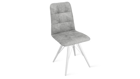 Обеденный стул Аспен К3 (Белый матовый/Микровелюр Wellmart Silver) в Первоуральске - изображение