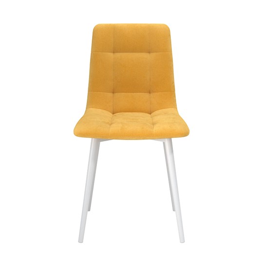 Обеденный стул Белла, велюр тенерифе куркума/Цвет металл белый в Артемовском - изображение 1