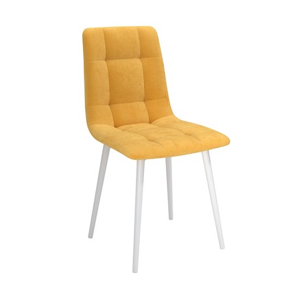 Обеденный стул Белла, велюр тенерифе куркума/Цвет металл белый в Первоуральске - изображение