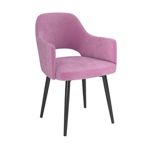 Обеденный стул Берта, велюр тенерифе розовый/Цвет металл черный в Екатеринбурге