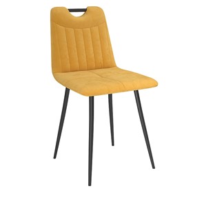 Обеденный стул Брандо, велюр тенерифе куркума/Цвет металл черный в Асбесте