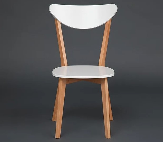 Кухонный стул MAXI (Макси), бук/МДФ 86x48,5x54,5 Белый/Натуральный Бук (2 шт) арт.10463 в Екатеринбурге - изображение 1