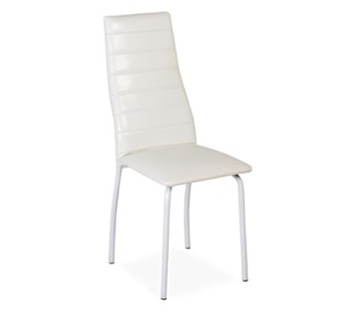 Обеденный стул Волна, прошивка горизонтально, каркас металл белый, Аттика белый в Каменске-Уральском