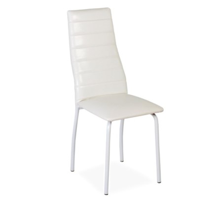 Обеденный стул Волна, прошивка горизонтально, каркас металл белый, Аттика белый в Екатеринбурге - изображение