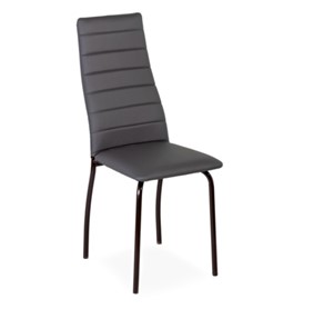 Обеденный стул Волна, прошивка горизонтально, каркас металл коричневый, экотекс серый в Каменске-Уральском