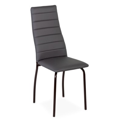 Обеденный стул Волна, прошивка горизонтально, каркас металл коричневый, экотекс серый в Екатеринбурге - изображение