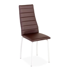 Обеденный стул Волна, прошивка горизонтально, каркас металл белый, экотекс шоколад в Ревде