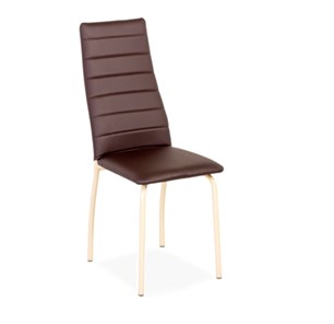 Обеденный стул Волна, прошивка горизонтально, каркас металл бежевый, экотекс шоколад в Ревде